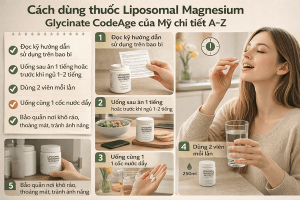 Cách dùng thuốc Liposomal Magnesium Glycinate CodeAge của Mỹ chi tiết A–Z